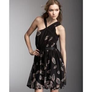Anthropologie Leifsdottir Black Feliciana Feather Dress Size 2